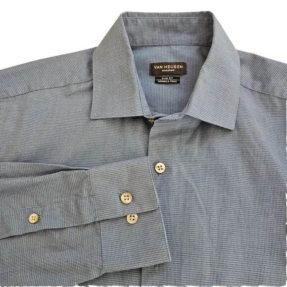 Van Heusen | Shirts | Van Heusen Chrome Shirt Mens 5155 3233 Blue Micro Check Slim Fit Buttonup | Poshmark Van Heusen | Shirts | Van Heusen Chrome Shirt Mens 5155 3233 Blue Micro Check Slim Fit Buttonup | Poshmark